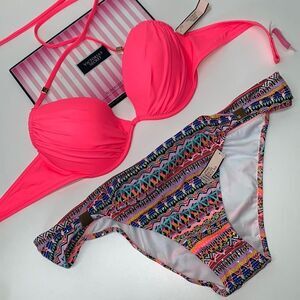 🔥VICTORIA SECRET SWIMSUIT 2pc 34C push-up // large  New #2